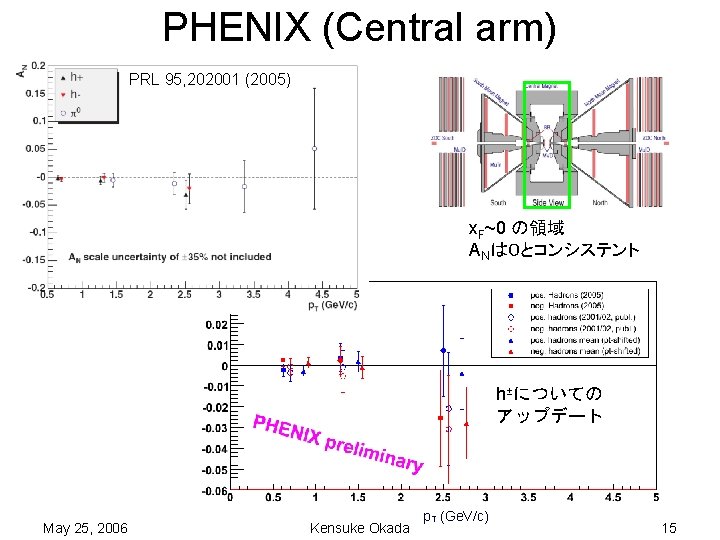 PHENIX (Central arm) PRL 95, 202001 (2005) x. F~0 の領域 ANは０とコンシステント h±についての アップデート May