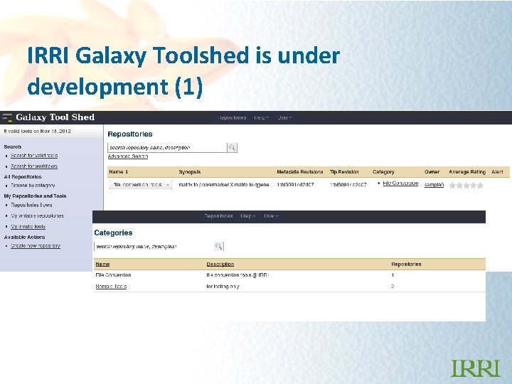 IRRI Galaxy Toolshed is under development (1) 