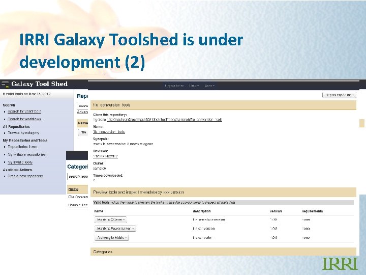 IRRI Galaxy Toolshed is under development (2) 