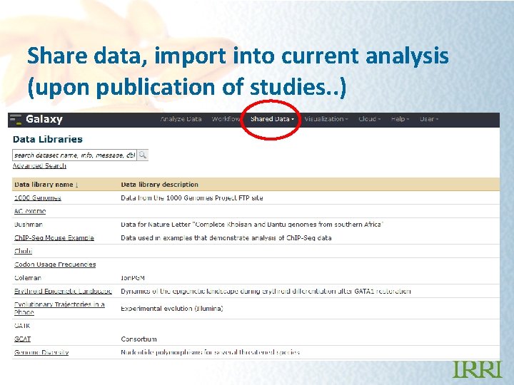 Share data, import into current analysis (upon publication of studies. . ) 