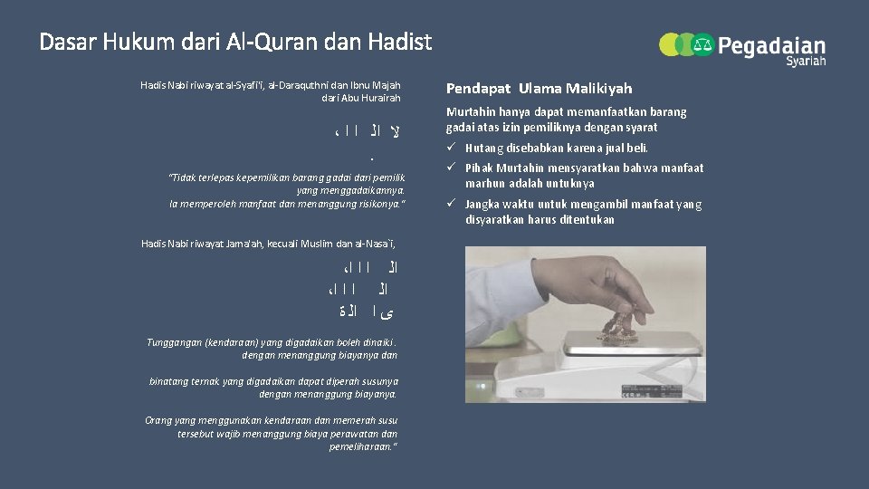 Dasar Hukum dari Al-Quran dan Hadist Hadis Nabi riwayat al-Syafi'i, al-Daraquthni dan Ibnu Majah