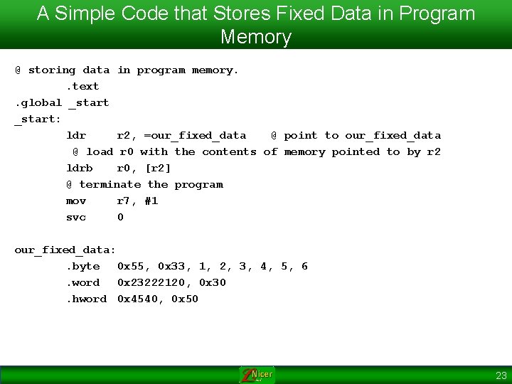 A Simple Code that Stores Fixed Data in Program Memory @ storing data in