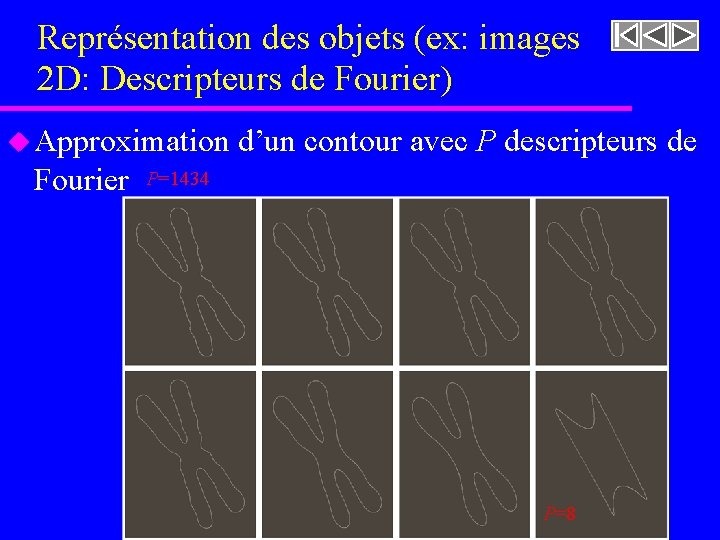 Représentation des objets (ex: images 2 D: Descripteurs de Fourier) u Approximation d’un contour