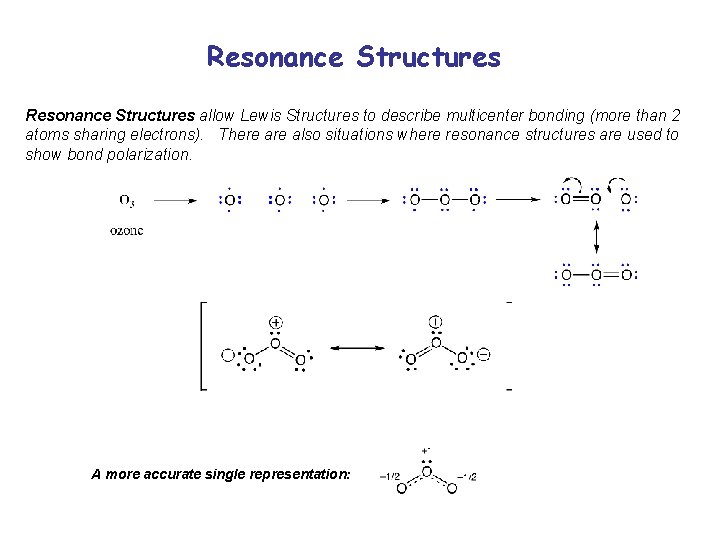 Resonance Structures allow Lewis Structures to describe multicenter bonding (more than 2 atoms sharing
