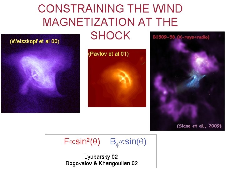 CONSTRAINING THE WIND MAGNETIZATION AT THE SHOCK (Weisskopf et al 00) (Pavlov et al