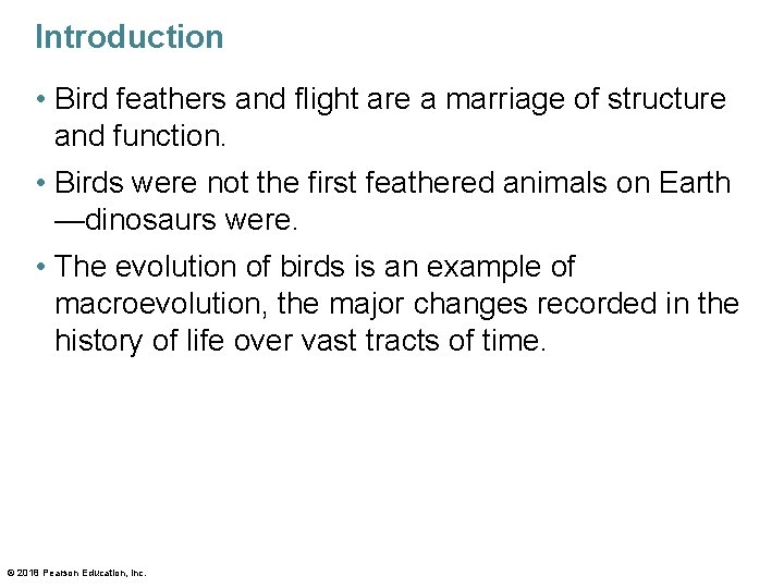 Introduction • Bird feathers and flight are a marriage of structure and function. •