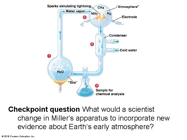 Checkpoint question What would a scientist change in Miller’s apparatus to incorporate new evidence