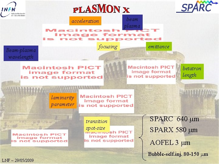 beam plasma acceleration focusing Beam-plasma wavelength emittance betatron length laminarity parameter transition spot-size SPARC