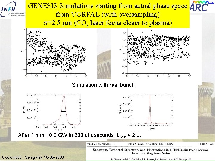 GENESIS Simulations starting from actual phase space from VORPAL (with oversampling) =2. 5 m