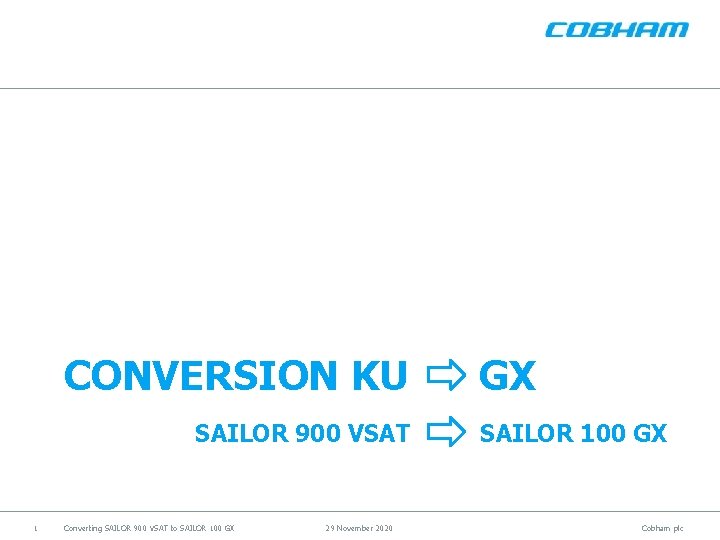 CONVERSION KU SAILOR 900 VSAT 1 Converting SAILOR 900 VSAT to SAILOR 100 GX