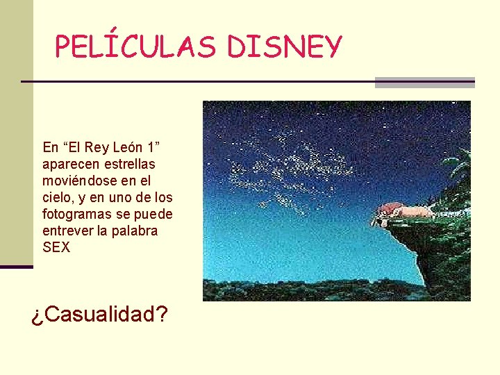 PELÍCULAS DISNEY En “El Rey León 1” aparecen estrellas moviéndose en el cielo, y