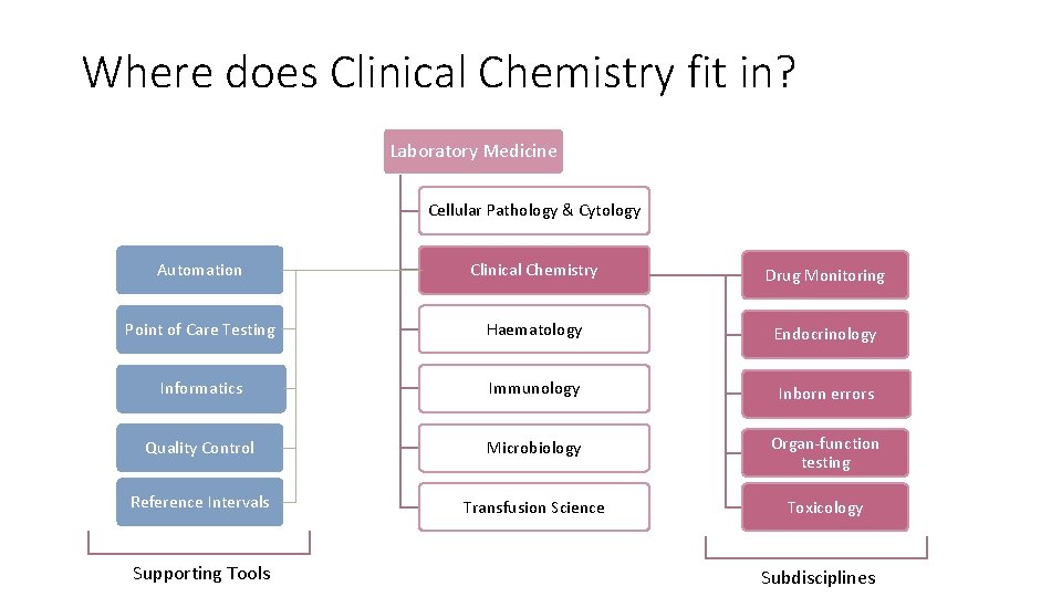 Where does Clinical Chemistry fit in? Laboratory Medicine Cellular Pathology & Cytology Clinical chemistry