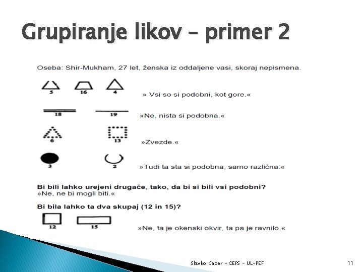 Grupiranje likov – primer 2 Slavko Gaber - CEPS - UL-PEF 11 