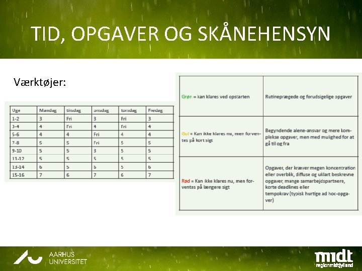 TID, OPGAVER OG SKÅNEHENSYN Værktøjer: 