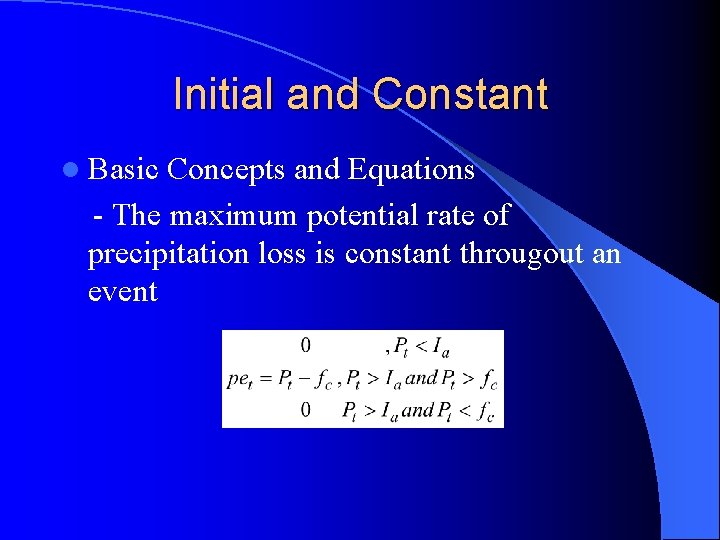 Initial and Constant l Basic Concepts and Equations - The maximum potential rate of