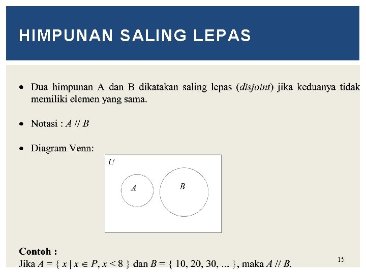 HIMPUNAN SALING LEPAS 15 