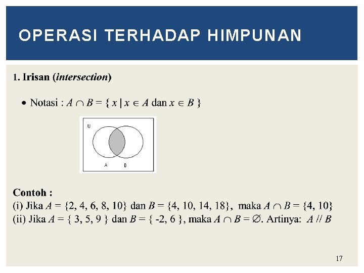 OPERASI TERHADAP HIMPUNAN 17 