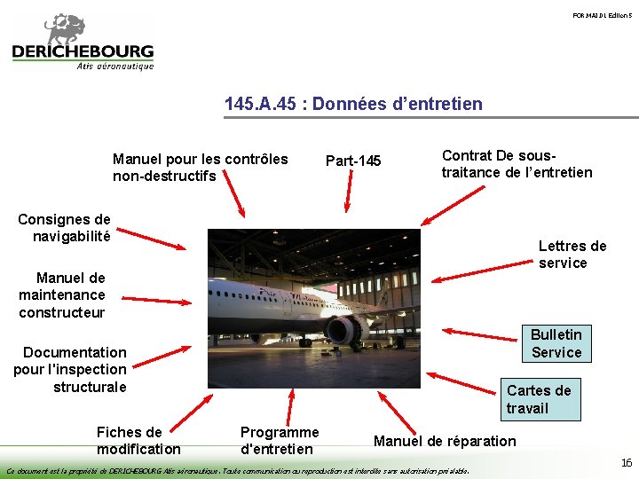 FOR. MAI. 01 Édition 5 145. A. 45 : Données d’entretien Manuel pour les