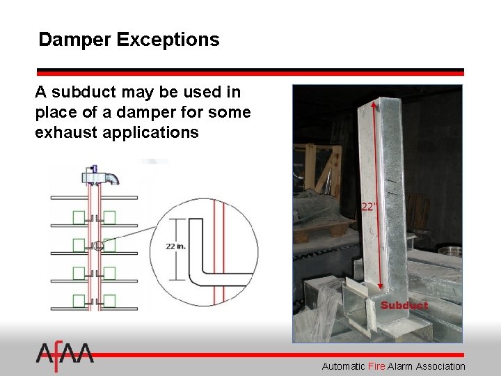 Damper Exceptions A subduct may be used in place of a damper for some