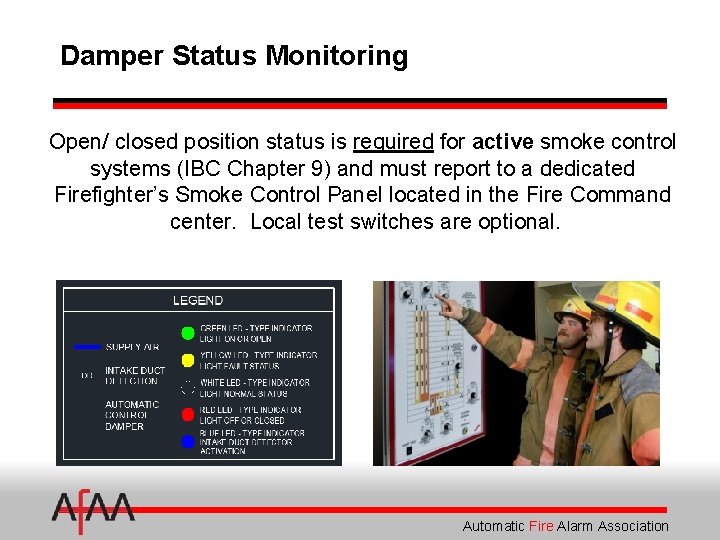 Damper Status Monitoring Open/ closed position status is required for active smoke control systems