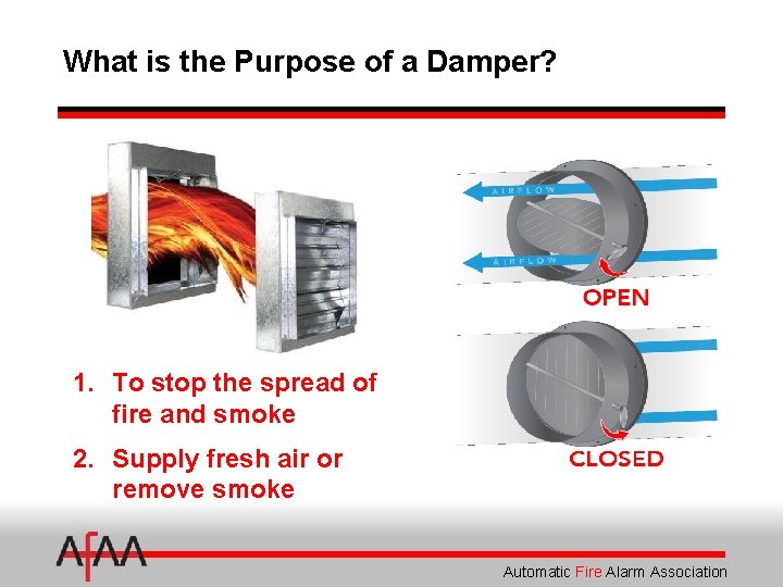 What is the Purpose of a Damper? 1. To stop the spread of fire