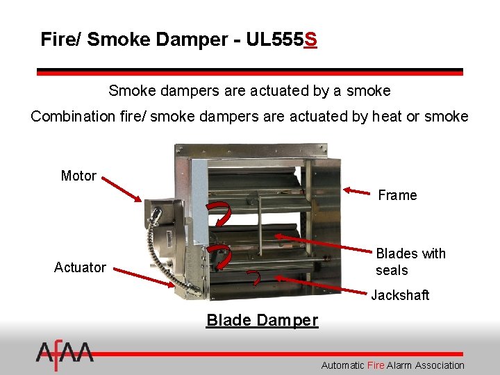 Fire/ Smoke Damper - UL 555 S Smoke dampers are actuated by a smoke