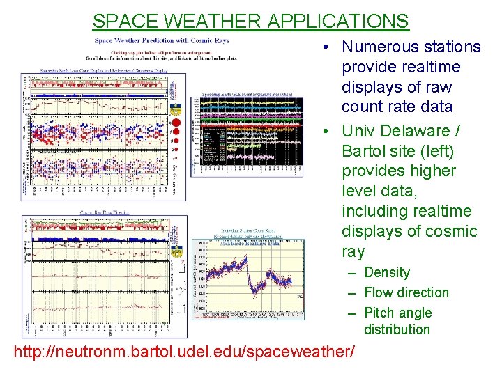 SPACE WEATHER APPLICATIONS • Numerous stations provide realtime displays of raw count rate data