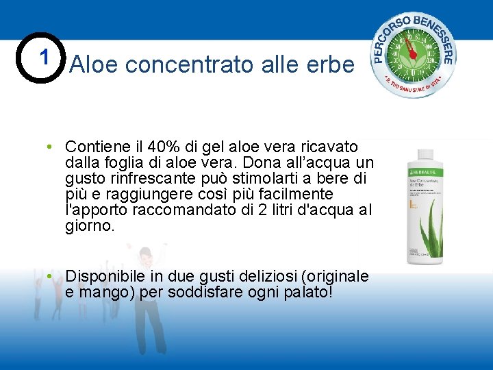 1 Aloe concentrato alle erbe • Contiene il 40% di gel aloe vera ricavato