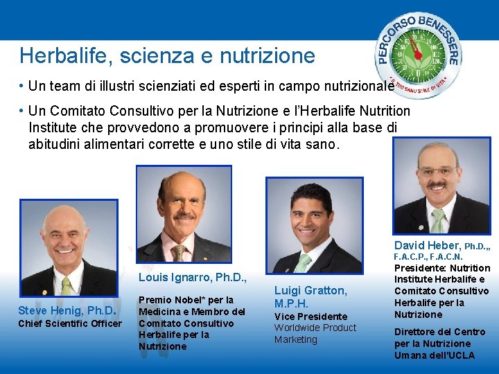 Herbalife, scienza e nutrizione • Un team di illustri scienziati ed esperti in campo