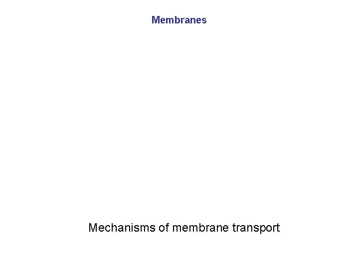 Membranes Mechanisms of membrane transport Membranes Mechanisms of membrane transport