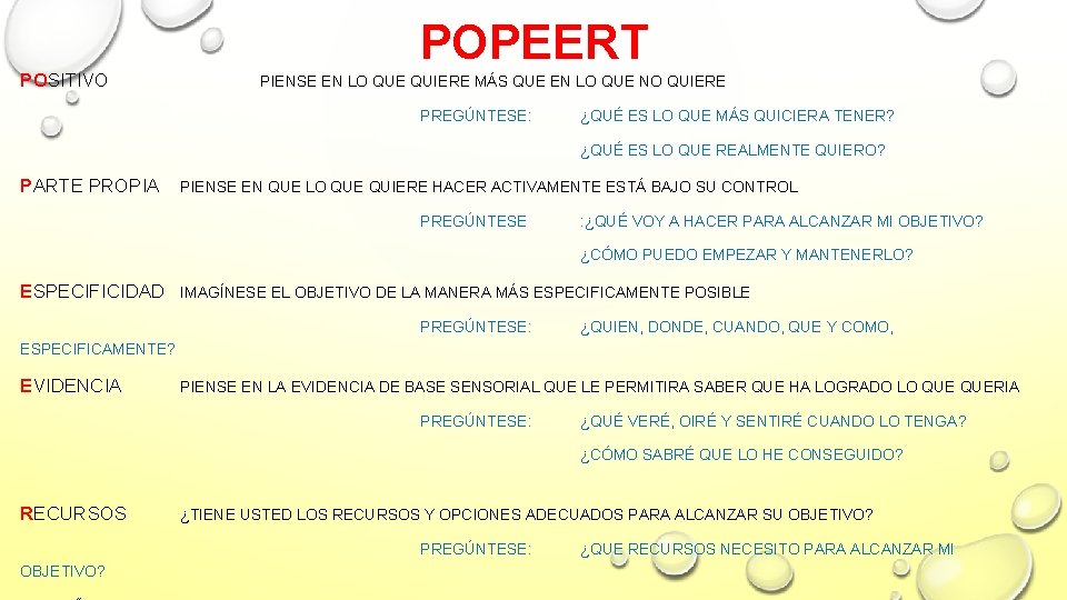 POPEERT POSITIVO PIENSE EN LO QUE QUIERE MÁS QUE EN LO QUE NO QUIERE