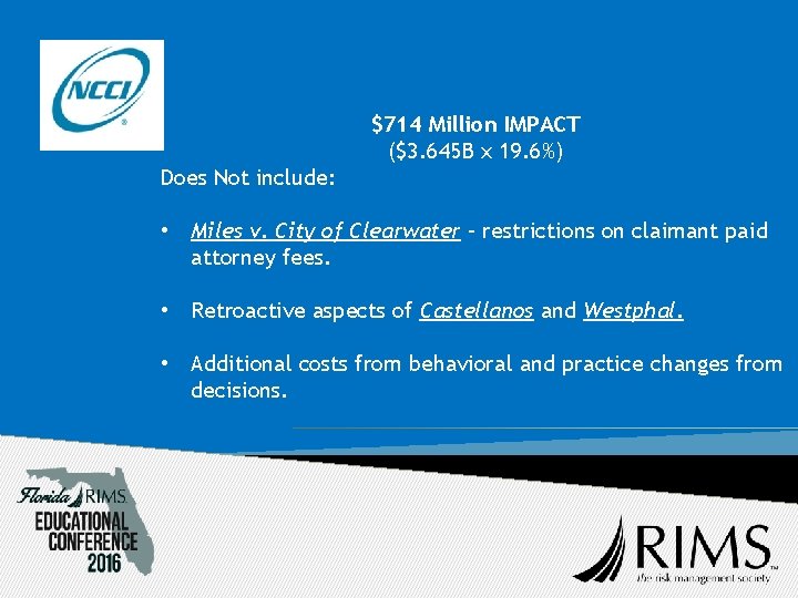 $714 Million IMPACT ($3. 645 B x 19. 6%) Does Not include: • Miles