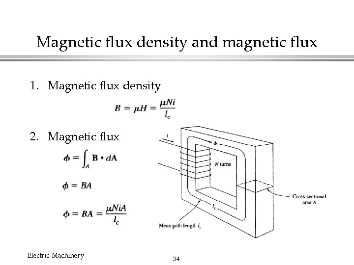 Magnetic flux density and magnetic flux 1. Magnetic flux density 2. Magnetic flux Electric