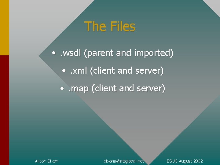 The Files • . wsdl (parent and imported) • . xml (client and server)