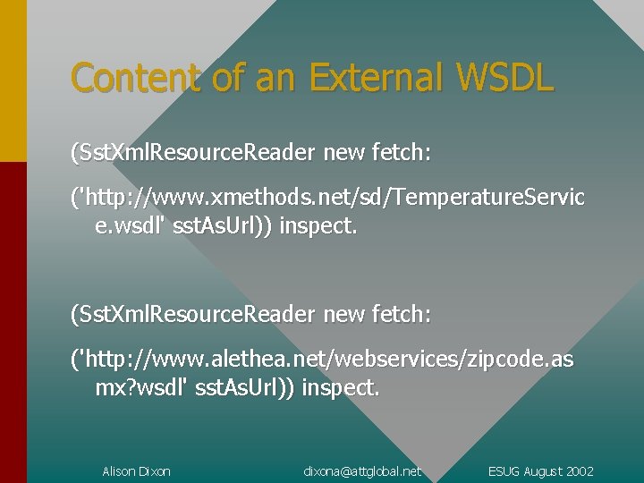 Content of an External WSDL (Sst. Xml. Resource. Reader new fetch: ('http: //www. xmethods.