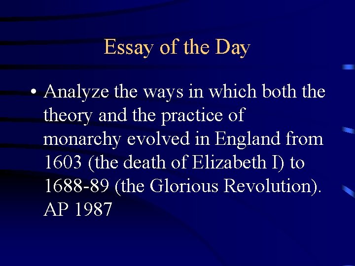 Essay of the Day • Analyze the ways in which both theory and the