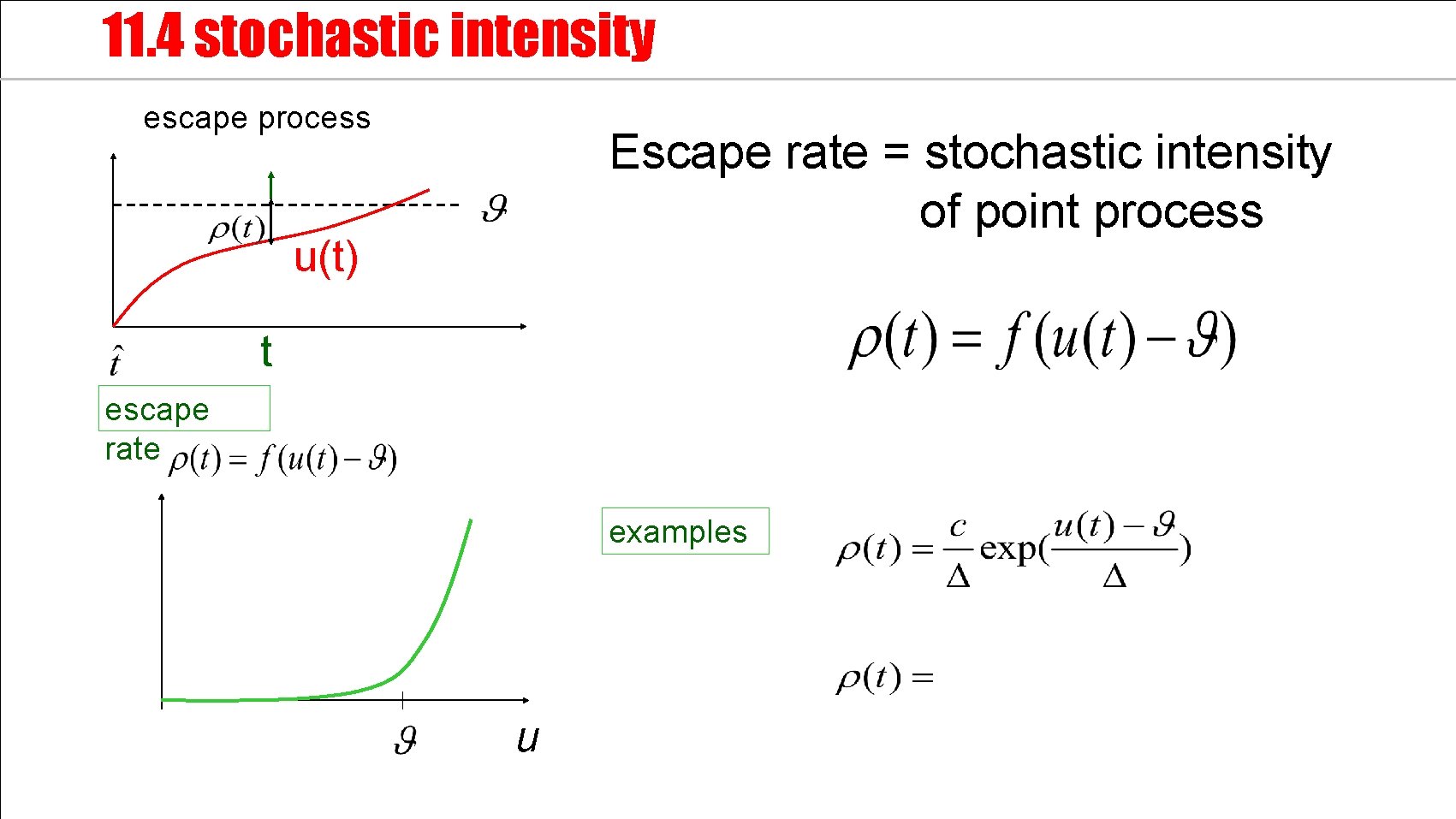 11. 4 stochastic intensity escape process Escape rate = stochastic intensity of point process