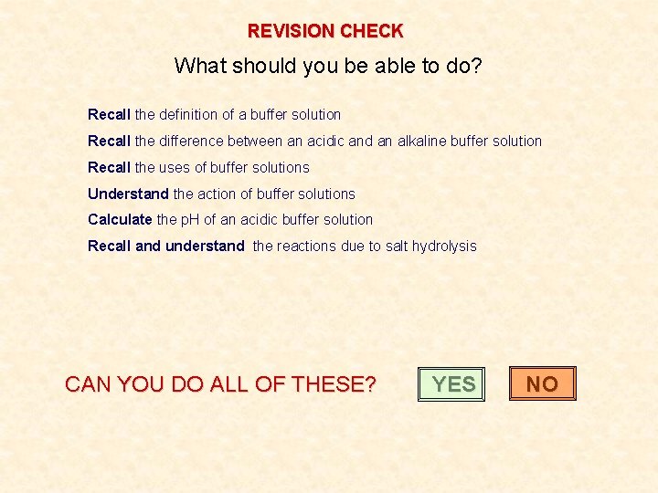REVISION CHECK What should you be able to do? Recall the definition of a