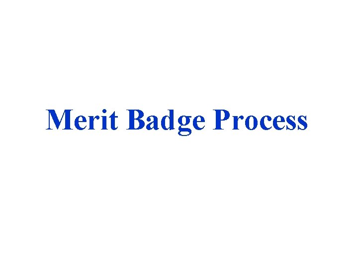 Merit Badge Process 