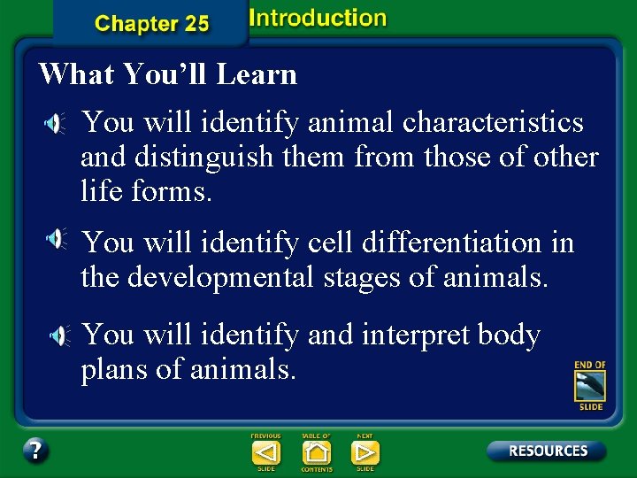 What You’ll Learn You will identify animal characteristics and distinguish them from those of