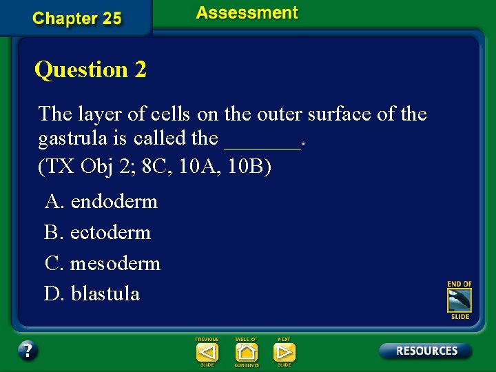 Question 2 The layer of cells on the outer surface of the gastrula is
