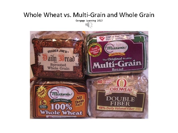Whole Wheat vs. Multi-Grain and Whole Grain Cengage Learning 2013 Whole Wheat vs. Multi-Grain and Whole Grain Cengage Learning 2013