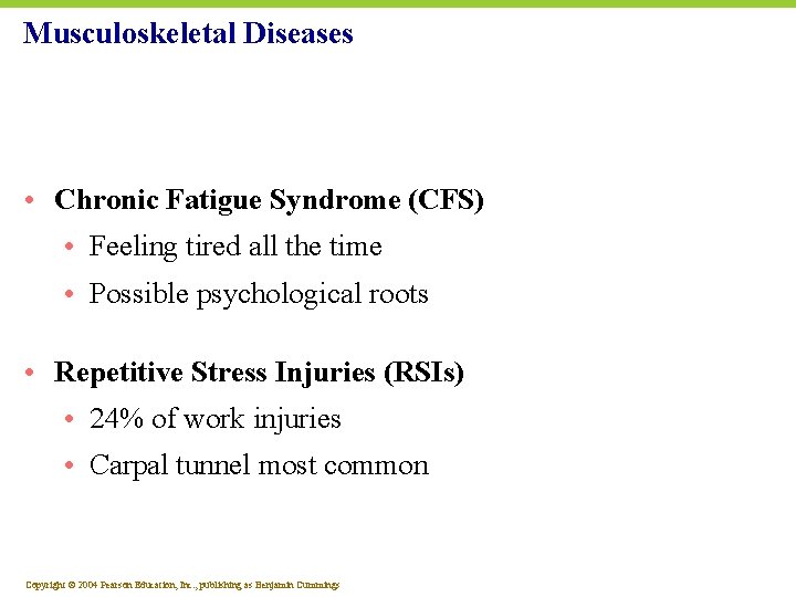 Musculoskeletal Diseases • Chronic Fatigue Syndrome (CFS) • Feeling tired all the time •