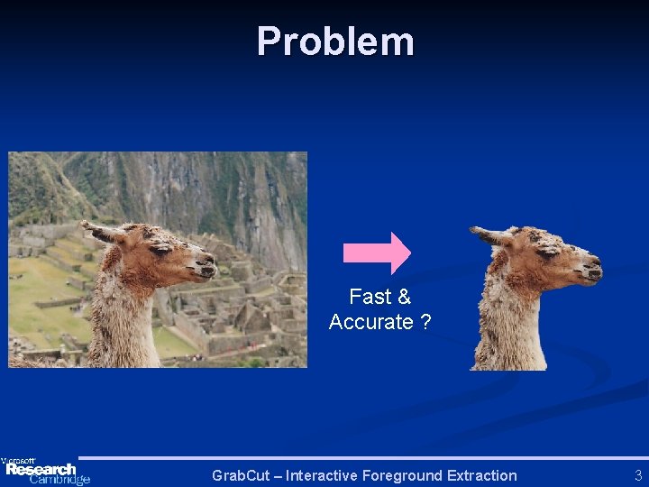 Problem Fast & Accurate ? Grab. Cut – Interactive Foreground Extraction 3 