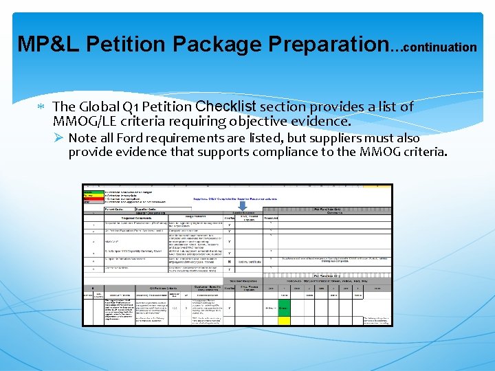 MP&L Petition Package Preparation…continuation The Global Q 1 Petition Checklist section provides a list MP&L Petition Package Preparation…continuation The Global Q 1 Petition Checklist section provides a list