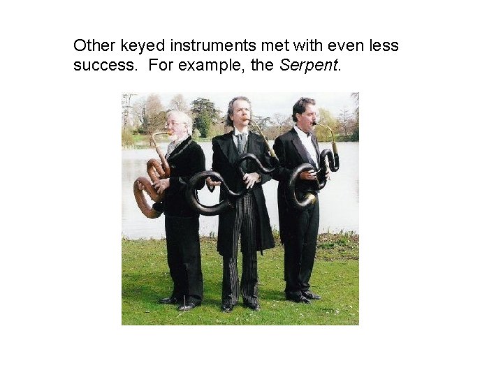 Other keyed instruments met with even less success. For example, the Serpent. 
