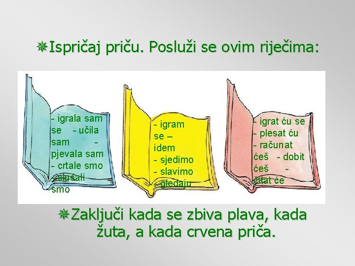 ¯Ispričaj priču. Posluži se ovim riječima: - igrala sam se - učila sam pjevala