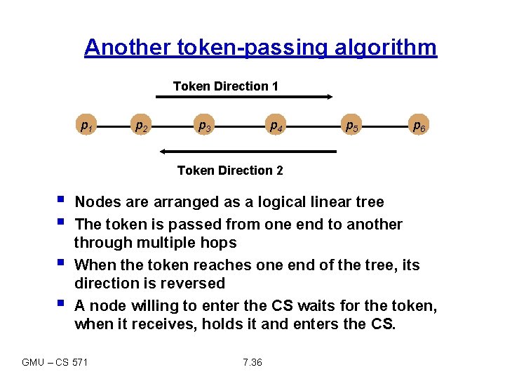 Another token-passing algorithm Token Direction 1 p 2 p 3 p 4 p 5