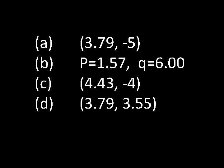 (a) (b) (c) (d) (3. 79, -5) P=1. 57, q=6. 00 (4. 43, -4)