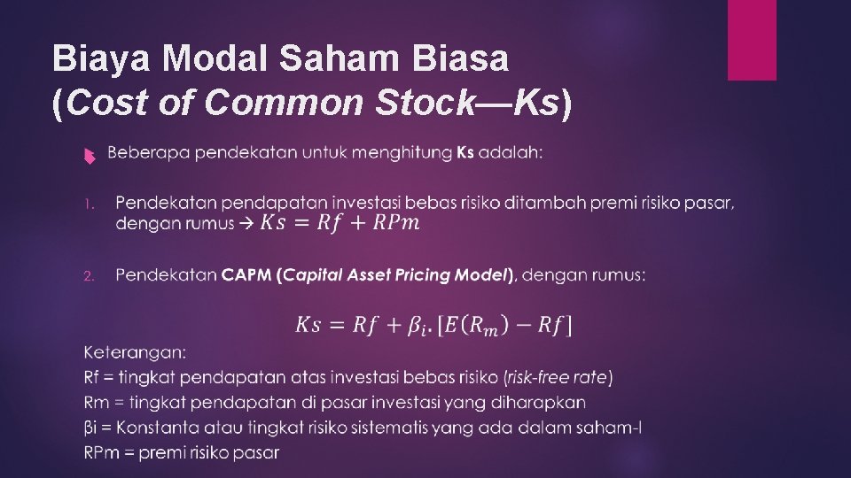 Biaya Modal Saham Biasa (Cost of Common Stock—Ks) 